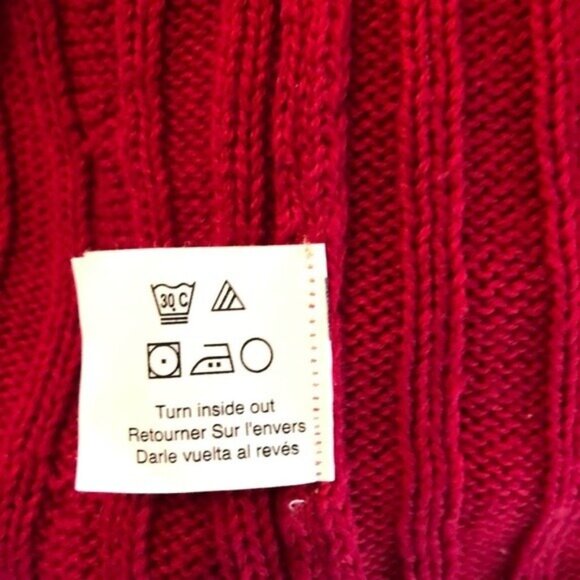 Chaps Red Cable Knit Cotton Sweater Long Sleeve Large - Picture 4 of 4